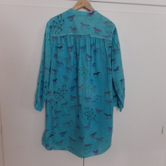 MOTHER The New To Town Horse Anthropologie  Turquoise Shirt Tunic  Dress - Picture 2 of 9